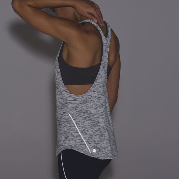 Lululemon On Track Gray Space Dye Luxtreme Luon Athletic Layered Tank Top - Picture 4 of 14